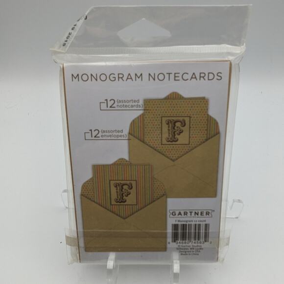 Gartner Monogram "F" Notecards Envelopes Desk Stationery Blank Cards Cardmaking - Picture 2 of 2